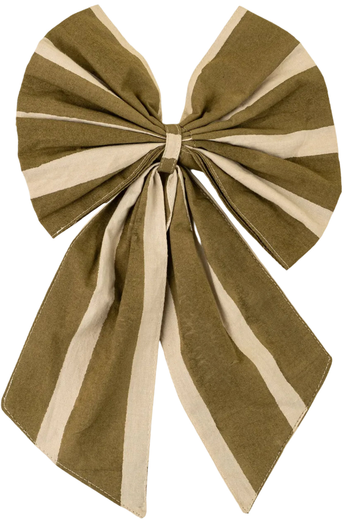 Stripe Block Print Bow Clip | Olive