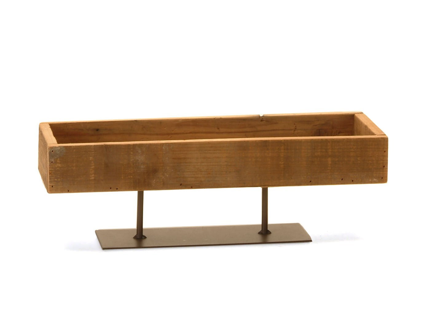 NATURAL WOOD TRAY ON METAL STAND