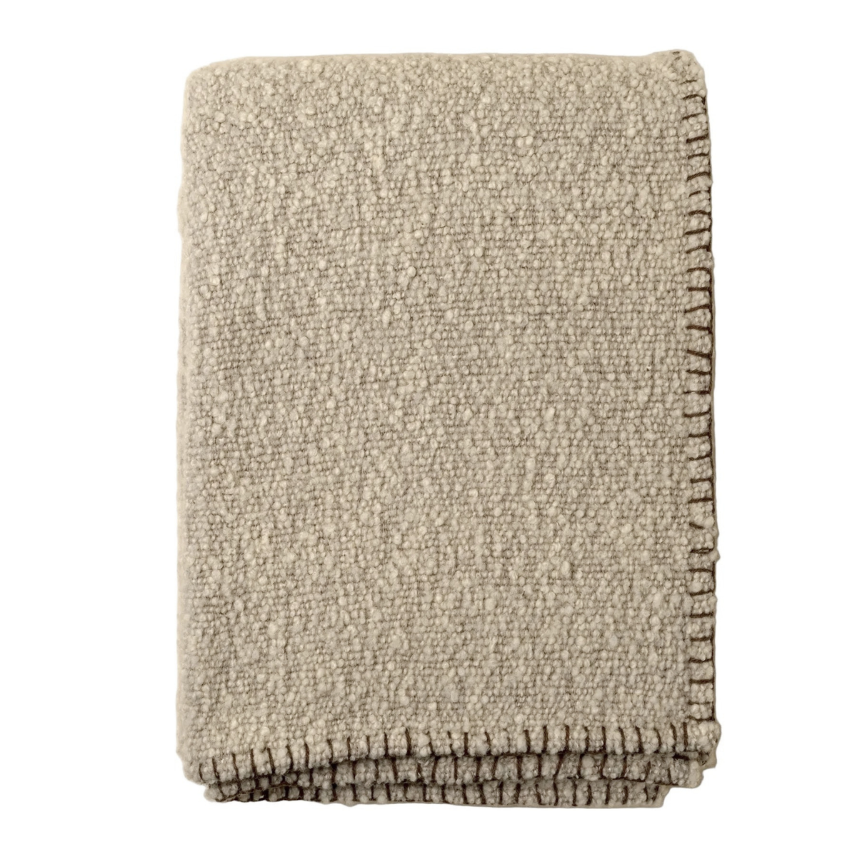 BLANKET STITCH BOUCLE THROW | NATURAL