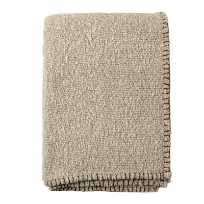 BLANKET STITCH BOUCLE THROW | NATURAL