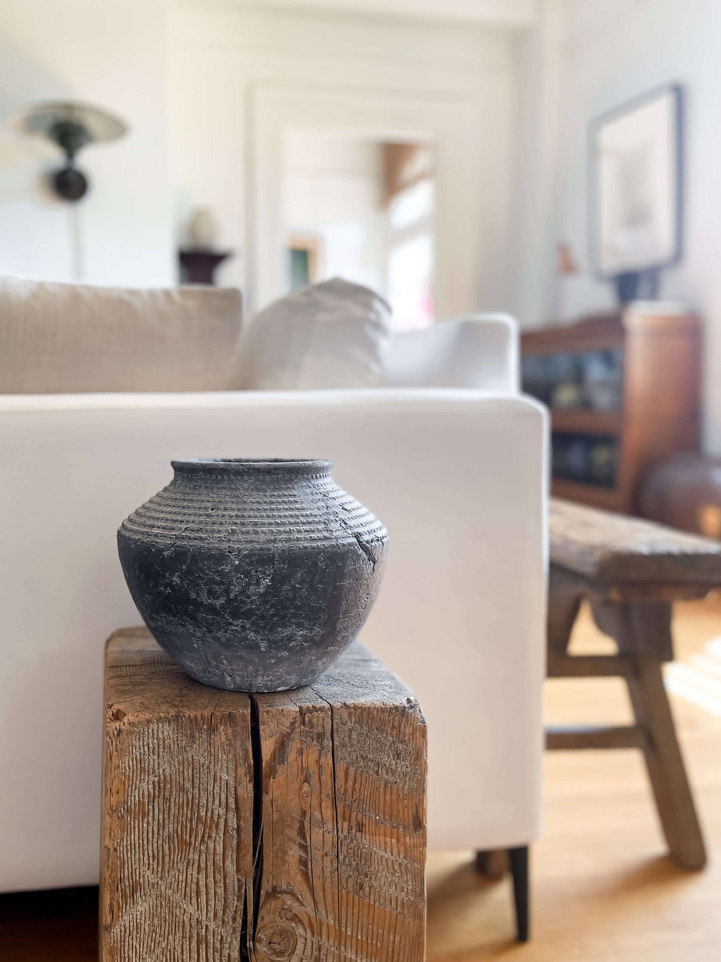 Kaela Terracotta Vase – Wide Body with Ridged Neck