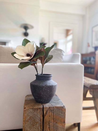 Senna Terracotta Vase – Flared Neck, Charcoal Finish