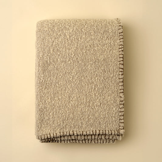 BLANKET STITCH BOUCLE THROW | NATURAL