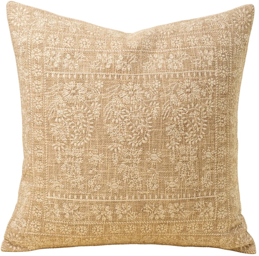 NISHA | IVORY EMBROIDERED BLOCK PRINT