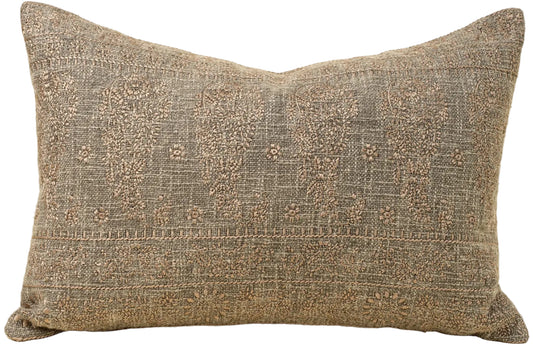 NISHA | ASH EMBROIDERED BLOCK PRINT LUMBAR