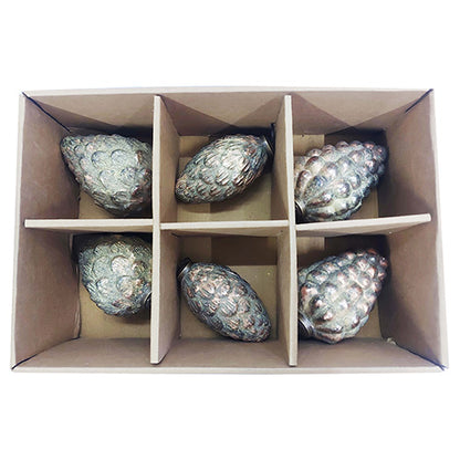Set of 6 Pinecone Copper Ornaments