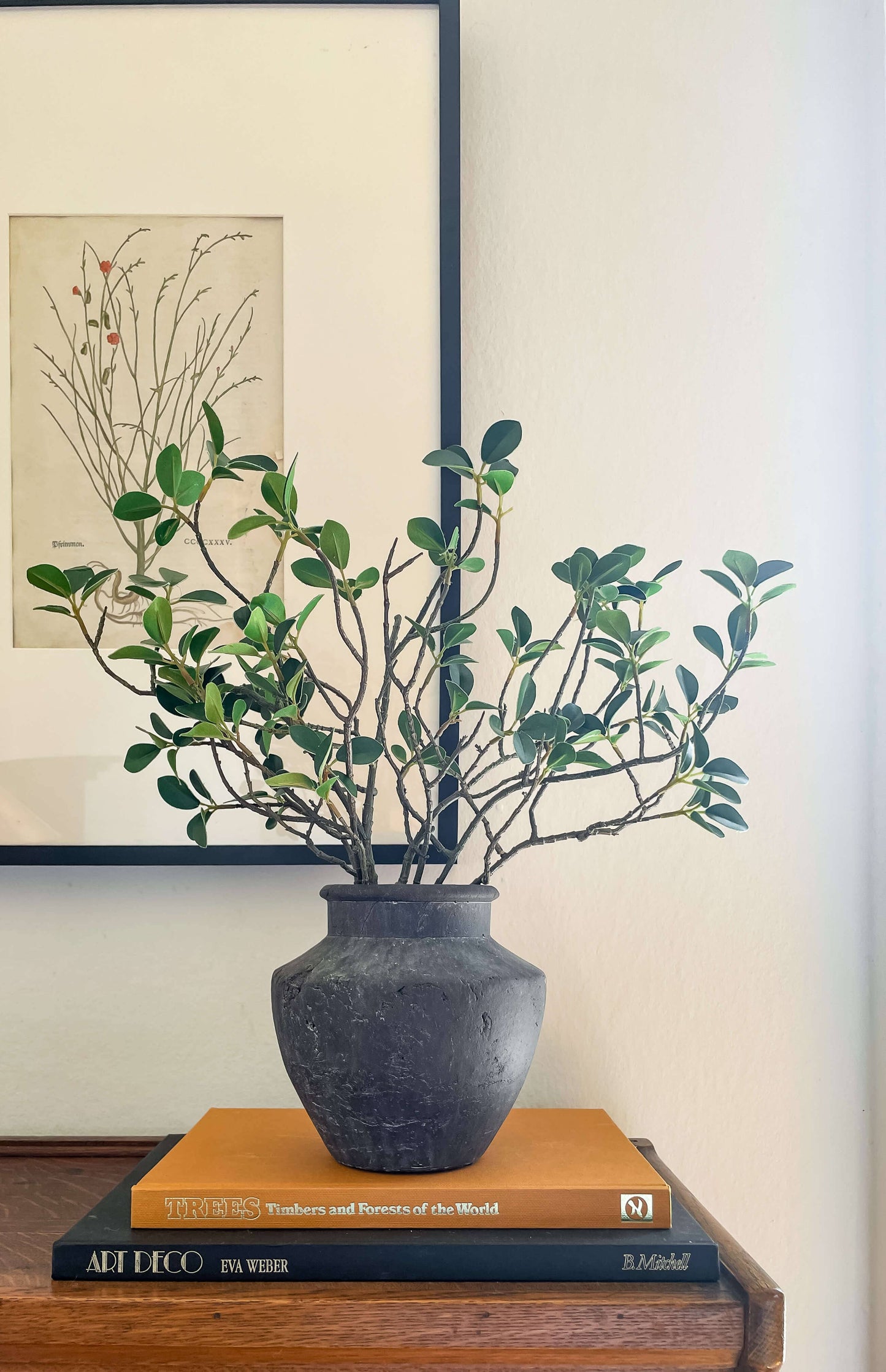 Senna Terracotta Vase – Flared Neck, Charcoal Finish