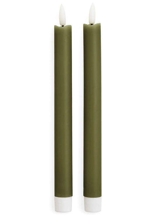 LED TAPER CANDLES, OLIVE GREEN