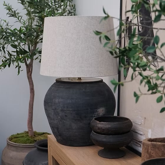 Louis I Vintage Pot Lamp - Drum Shade