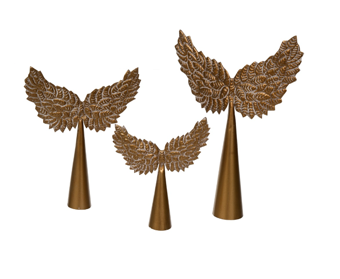 GILDED WINGS TREE TOPPER S/3