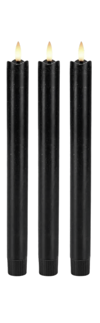 ILLUMIN WAX TAPER | BLACK LED 3PK