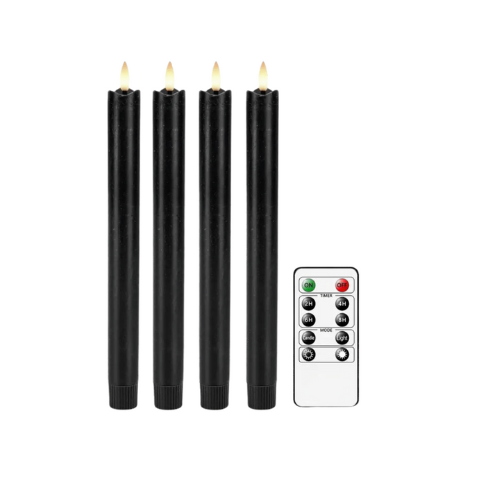 ILLUMIN WAX TAPER | BLACK LED 4PK