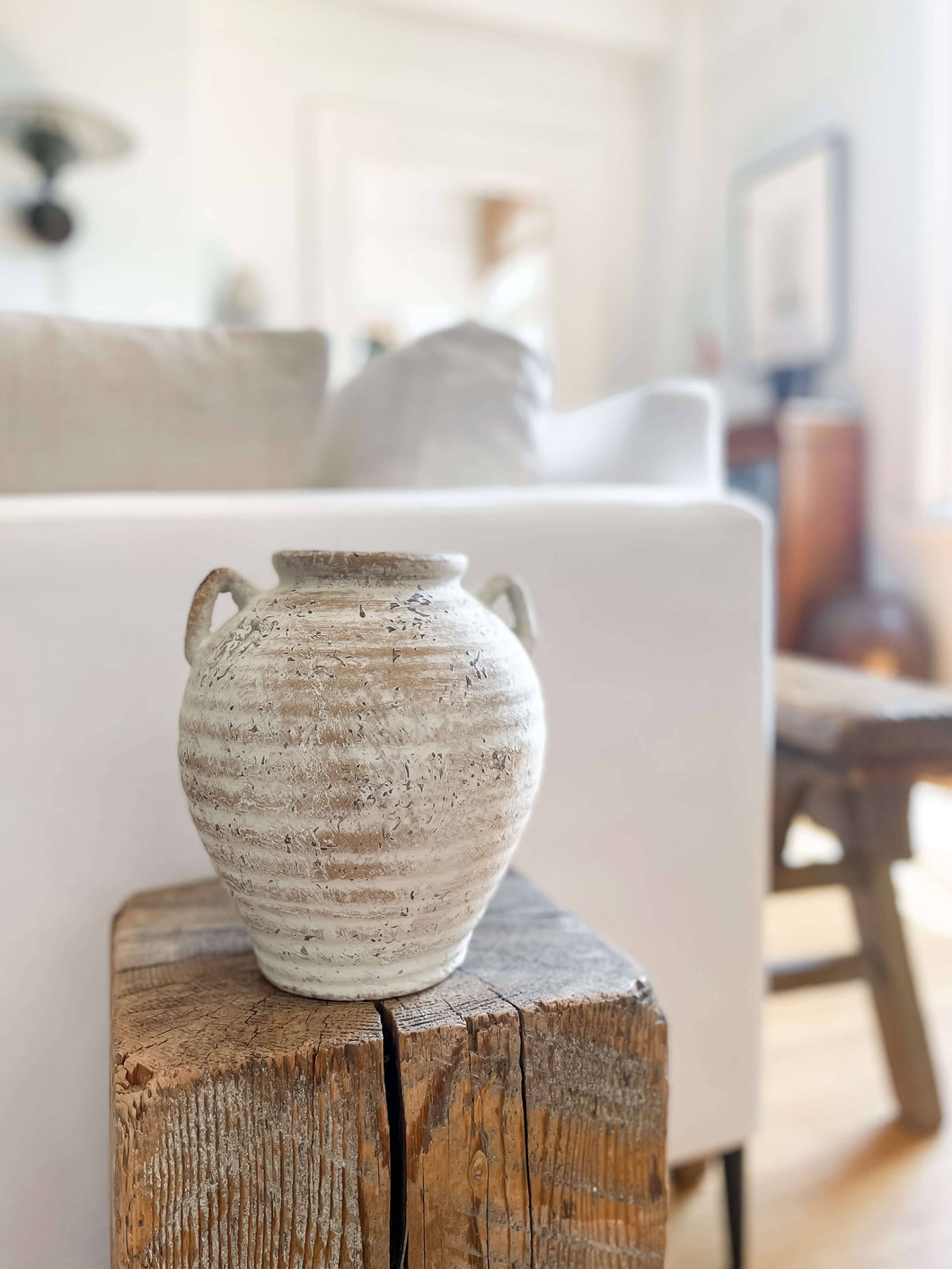 Luciana Vintage-Style Ceramic Vase with Handles