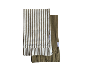 Olive Green & White Stripes Ruffle Kitchen Dish Towel