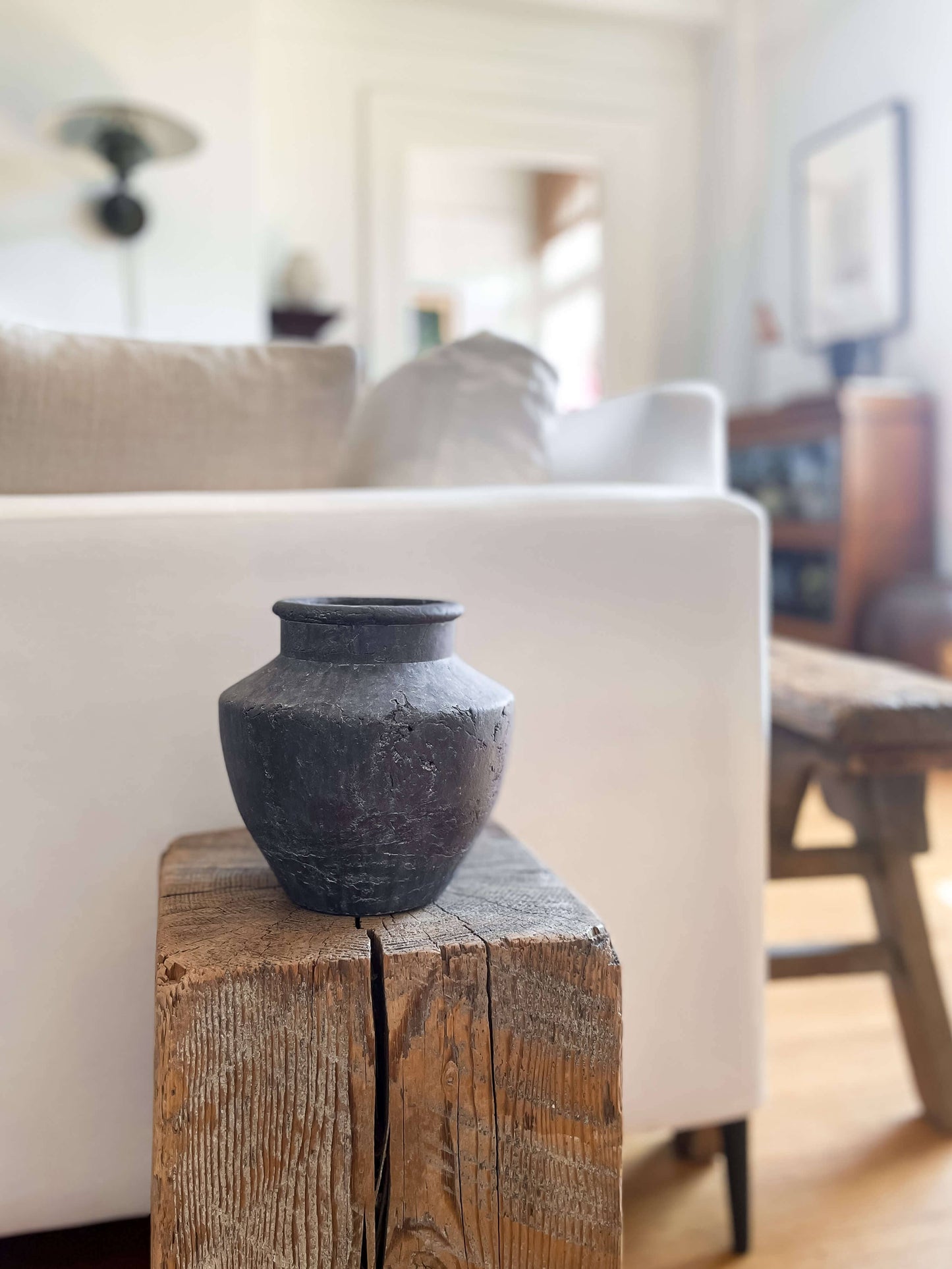 Senna Terracotta Vase – Flared Neck, Charcoal Finish