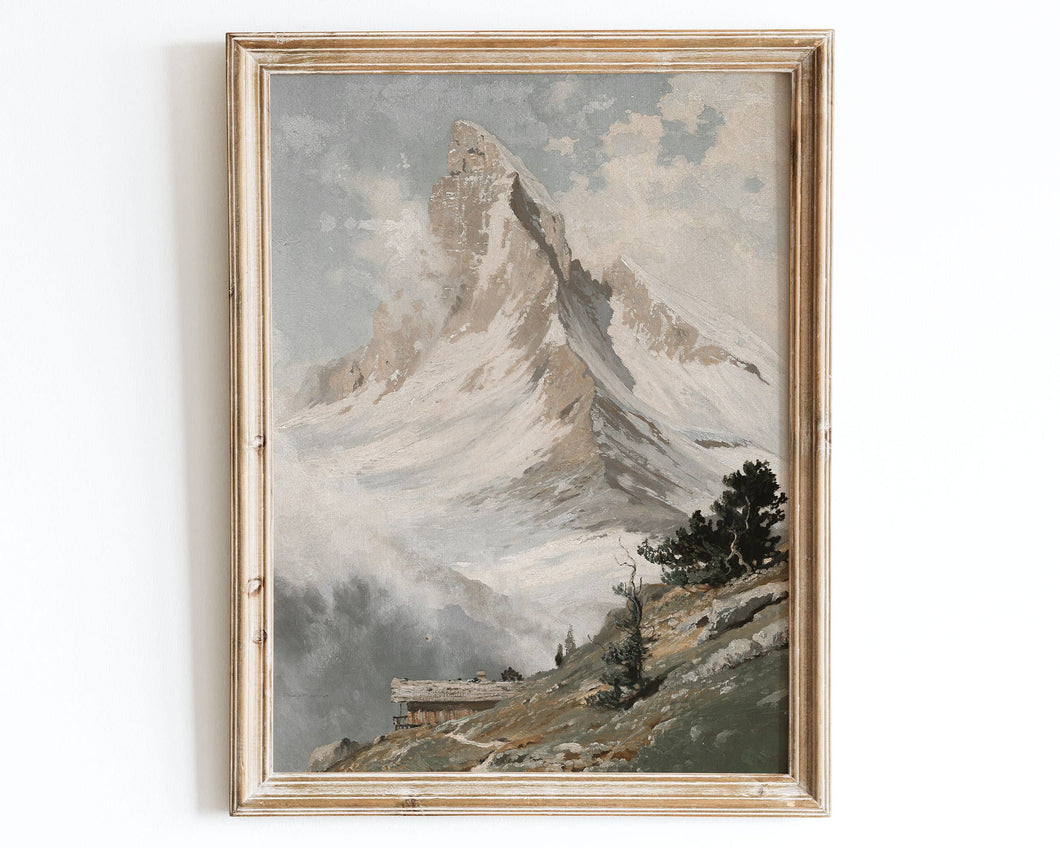 European Vintage Winter Country Snow Mountain Art Print VP30