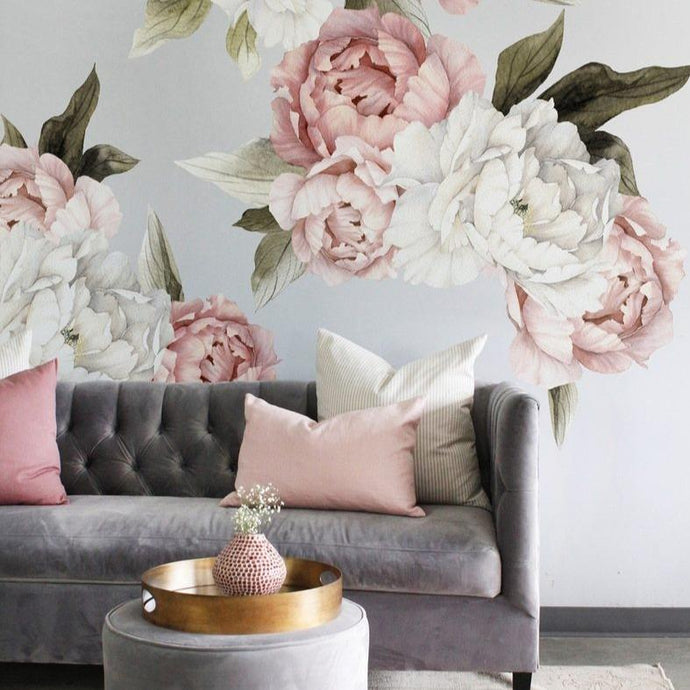 BLUSHING PEONIES WALL DECAL